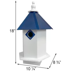 A Wing And A Prayer Decorative Houses Bluebird Hexagonal Bird House With Cobalt Blue Roof