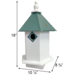 A Wing And A Prayer Bluebird Hexagonal Bird House With Verdigris Roof