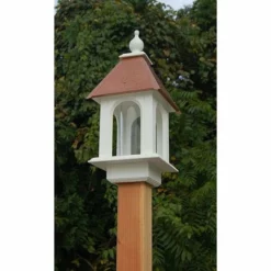 A Wing And A Prayer Camellia Bird Feeder With Hammered Copper Colored Metal Roof Decorative Feeders