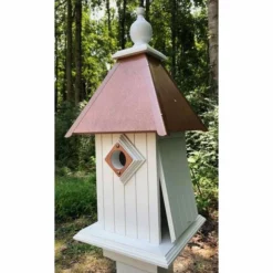 A Wing And A Prayer Cathedral Bird House With Hammered Copper Colored Metal Roof Decorative Houses
