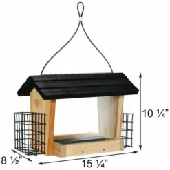 Nature's Way Hanging Feeders Cedar Hopper Bird Feeder With Suet Cages, Large