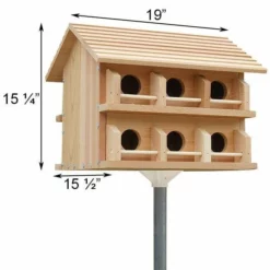 Heath Mfg Post / Pole Mounted Houses Cedar Purple Martin House W/ Round Entrance Holes