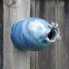 Anthony Stoneware Post / Pole Mounted Houses Ceramic Bottle French Blue Bird House