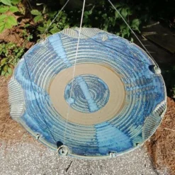 Anthony Stoneware Ceramic French Blue Large Bird Bath Hanging Bird Baths