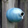 Anthony Stoneware Post / Pole Mounted Houses Ceramic French Blue Peek-A-Boo Bird House
