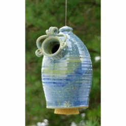Anthony Stoneware Hanging Houses Ceramic Hanging French Blue Bluebird House