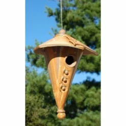 Anthony Stoneware Ceramic Two-Piece Cone Butternut Bird House