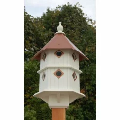 A Wing And A Prayer Chateau Bird House With Hammered Copper Colored Metal Roof Decorative Houses