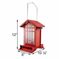 Heritage Farms Chateau Squirrel Resistant Weight Sensitive Red Bird Feeder Hanging Feeders