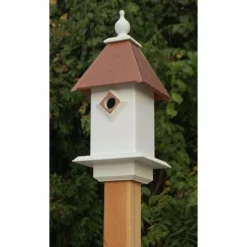 A Wing And A Prayer Classic Bluebird House With Hammered Copper Colored Metal Roof Decorative Houses