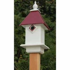 A Wing And A Prayer Decorative Houses Classic Bluebird House With Merlot Red Roof