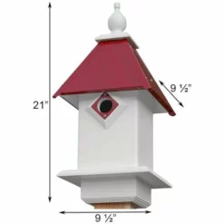 A Wing And A Prayer Decorative Houses Classic Bluebird House With Merlot Red Roof