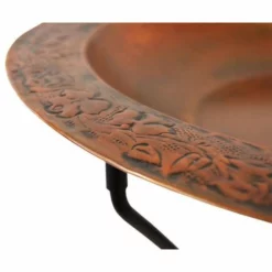 Ancient Graffiti Copper Plated Steel Bird Bath And Stand Standing Bird Baths