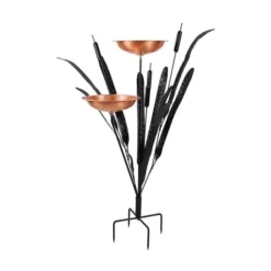 Achla Standing Bird Baths Copper Double Cattail Bird Bath