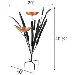 Achla Standing Bird Baths Copper Double Cattail Bird Bath