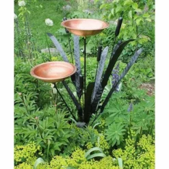 Achla Standing Bird Baths Copper Double Cattail Bird Bath