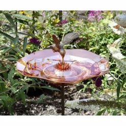 Achla Standing Bird Baths Copper Hummingbird Bird Bath And Stake