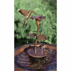 Ancient Graffiti Deck Mounted Bird Baths Copper Hummingbird Dripper Fountain