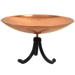 Achla Ground Bird Baths Copper Plated Metal Bird Bath With Tripod Stand