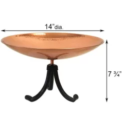 Achla Ground Bird Baths Copper Plated Metal Bird Bath With Tripod Stand