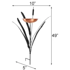 Achla Standing Bird Baths Copper Single Cattail Bird Bath