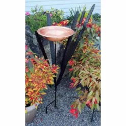 Achla Standing Bird Baths Copper Single Cattail Bird Bath