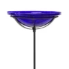 Achla Standing Bird Baths Crackle Glass Bird Bath Bowl With Cradle And Stake, Cobalt