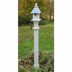 New England Arbors Decorative 5' White Mounting Post Bird House Accessories