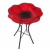Panacea Products Decorative Glass Poppy Bird Bath And Stand