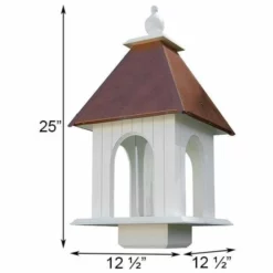 A Wing And A Prayer Dogwood Bird Feeder With Hammered Copper Colored Metal Roof Decorative Feeders
