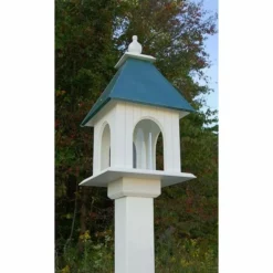 A Wing And A Prayer Decorative Feeders Dogwood Bird Feeder With Verdigris Roof