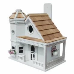 Home Bazaar Flower Pot Cottage White Bird House 7 Home Bazaar Flower Pot Cottage White Bird House
