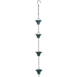 Ancient Graffiti Fluted Rain Chain, Verdigris Lawn & Garden