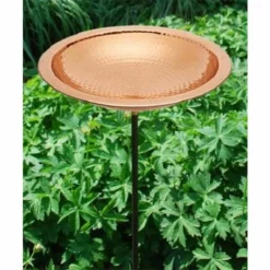 Achla Standing Bird Baths Hammered Copper Colored Metal Bird Bath And Stake