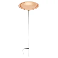 Achla Standing Bird Baths Hammered Copper Colored Metal Bird Bath And Stake