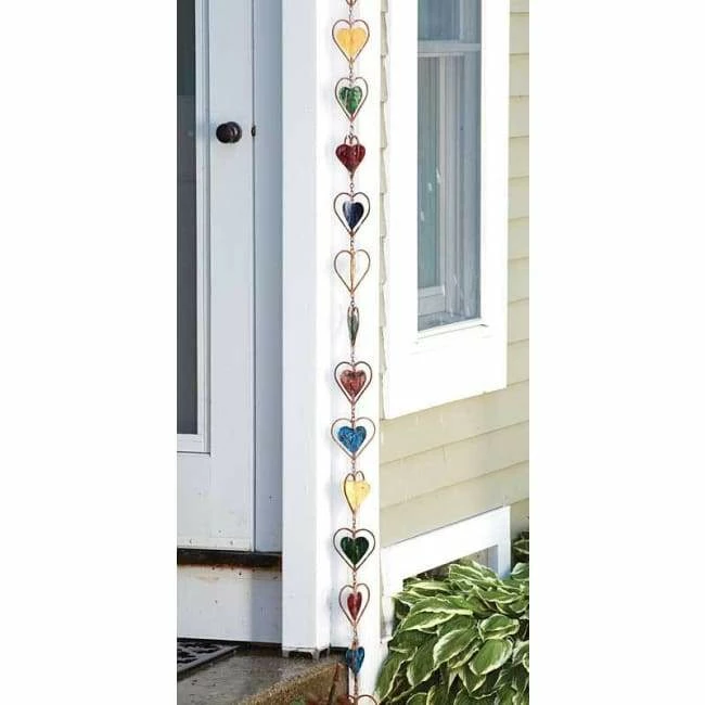 Ancient Graffiti Lawn & Garden Heart Rain Chain, Multicolored 4 Ancient Graffiti Lawn & Garden Heart Rain Chain, Multicolored