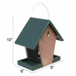 Songbird Essentials Hanging Feeders Hopper Bird Feeder, Green And Brown, Small