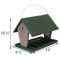 Songbird Essentials Hopper Green And Brown Bird Feeder, Large