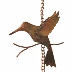 Ancient Graffiti Hummingbird & Bell Rain Chain, Flamed Copper 8 Ancient Graffiti Hummingbird & Bell Rain Chain, Flamed Copper