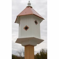 A Wing And A Prayer Decorative Houses Magnolia Bird House With Hammered Copper Colored Metal Roof