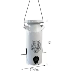 Woodlink Milkhouse Vintage White Milk Can Bird Seed Feeder Hanging Feeders
