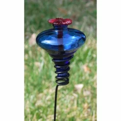 Parasol Hummingbird Feeders Mini-Blossom Blue Hummingbird Feeder With Stake