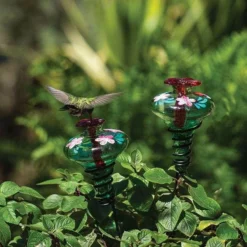Parasol Hummingbird Feeders Mini-Blossom Botanica Staked Green Hummingbird Feeder