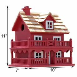 Home Bazaar Novelty Cottage Red Bird House