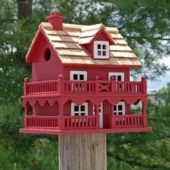 Home Bazaar Novelty Cottage Red Bird House