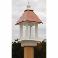 A Wing And A Prayer Pavilion Bird Feeder With Hammered Copper Colored Metal Roof Decorative Feeders