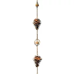 Ancient Graffiti Lawn & Garden Pine Cones And Bells Rain Chain, Flamed Copper
