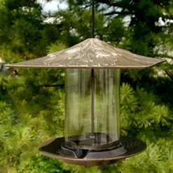 Whitehall Products Pinecone French Bronze Colored Tube Bird Feeder Hanging Feeders