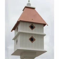A Wing And A Prayer Plantation Bird House With Hammered Copper Colored Metal Roof