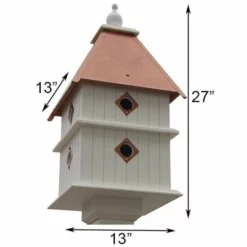 A Wing And A Prayer Plantation Bird House With Hammered Copper Colored Metal Roof